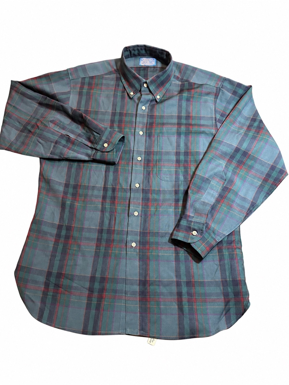 Vintage Sir Pendleton Mens L Large 100% Virgin Wool Plaid Shirt Made USA Flaw